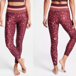 Athleta Elation 7/8 Tights - Red Leopard Print